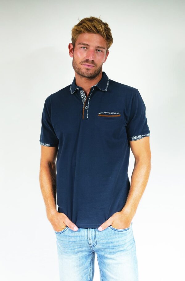 Polo uni stretch détails All over floral 91081