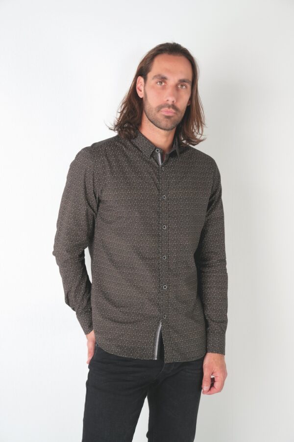 Chemise en popeline motif géométrique 4812