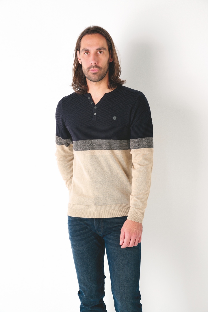 Pull bicolore col Y bandes placées Jauge 12 61008