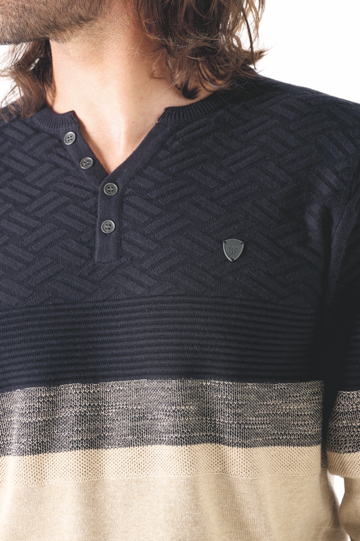 Pull bicolore col Y bandes placées Jauge 12 61008 – Image 2