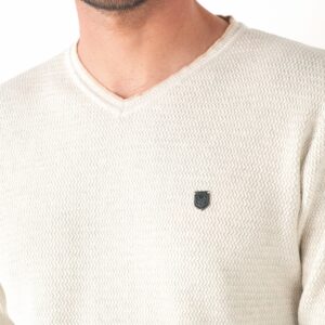 Pull col V texturé Zig-Zag Jauge 12 61005